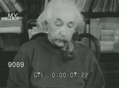 Einstein smoking his pipe. 