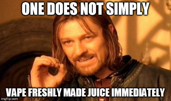 Reads: One does simply vape freshly made juice immediately. 