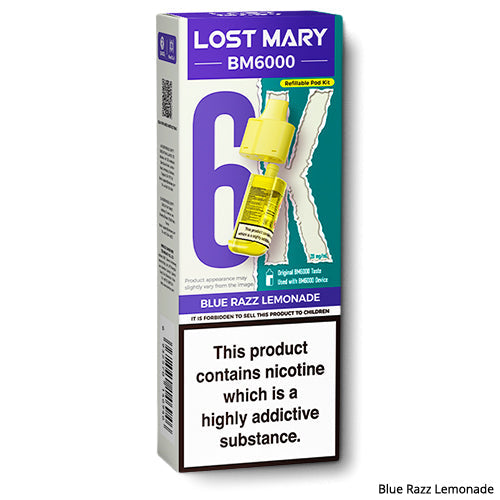 Lost Mary BM6000 Blue Razz Lemonade Refill Pods | 3 for 14 | E-Cigarette Direct Lost Mary BM6000 Blue Razz Lemonade Refill Pods | 3 for 14 | E-Cigarette Direct