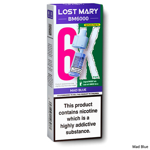 Lost Mary BM6000 Mad Blue Prefilled Pods | 3 for 14 | E-Cigarette Direct Lost Mary BM6000 Mad Blue Prefilled Pods | 3 for 14 | E-Cigarette Direct