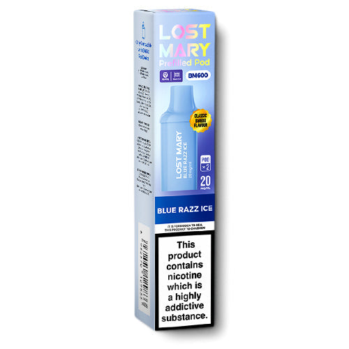 Lost Mary BM600 Blue Razz Ice Prefilled Pods | E-Cigarette Direct Lost Mary BM600 Blue Razz Ice Prefilled Pods | E-Cigarette Direct