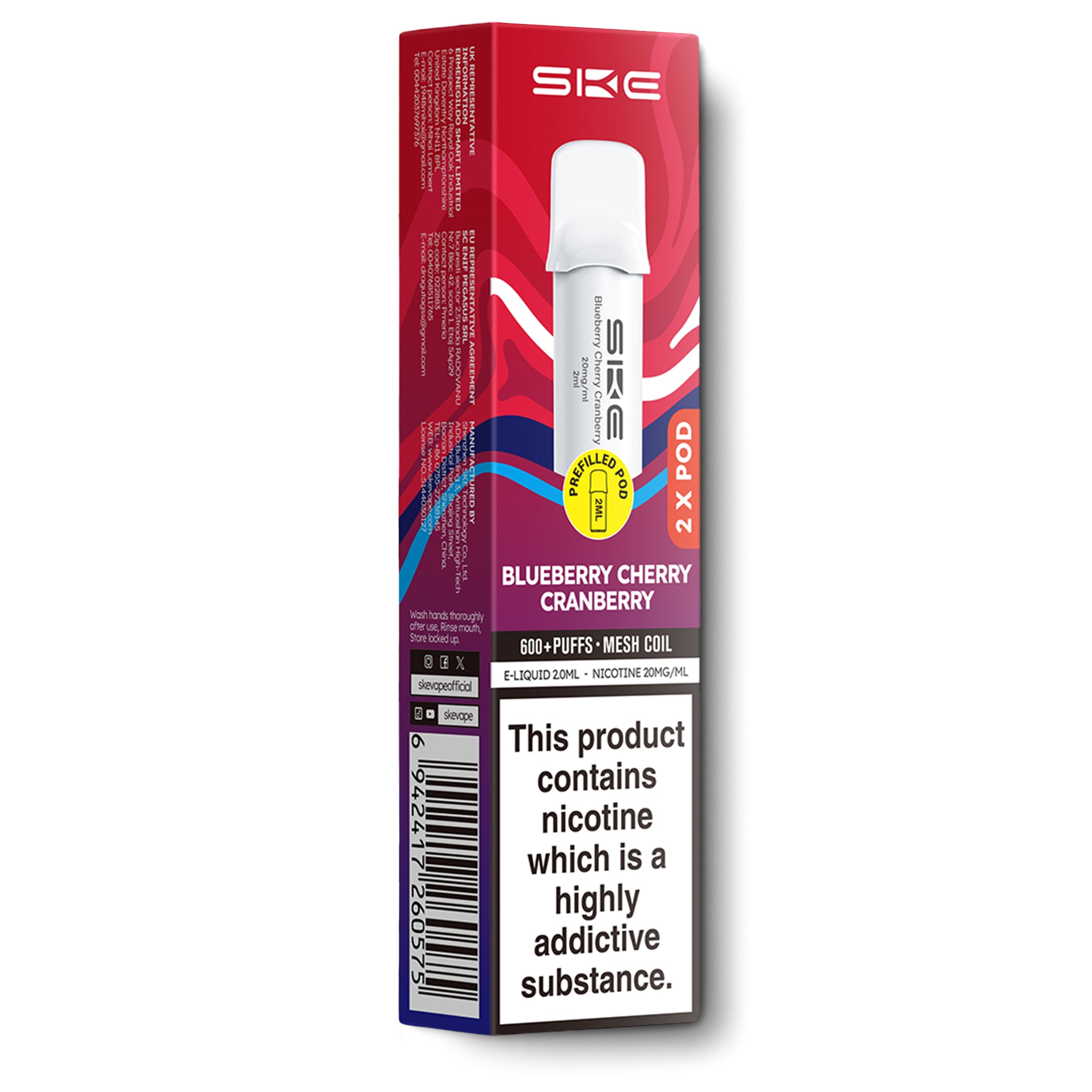 SKE 600 Pro Prefilled Pods Blueberry Cherry Cranberry