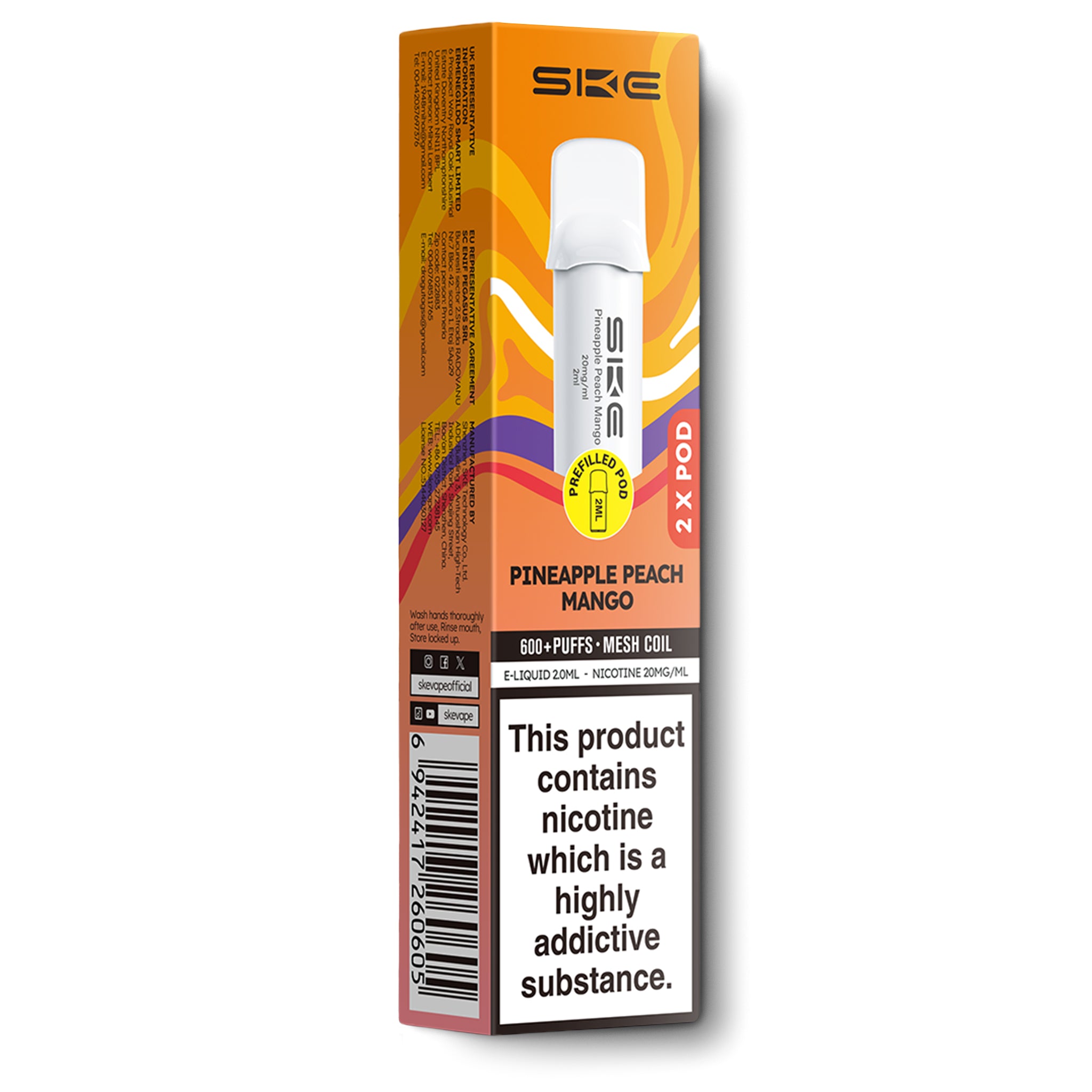 elfbar nachfüll pod läuft aus SKE 600 Pro Prefilled Pods Pineapple Peach Mango