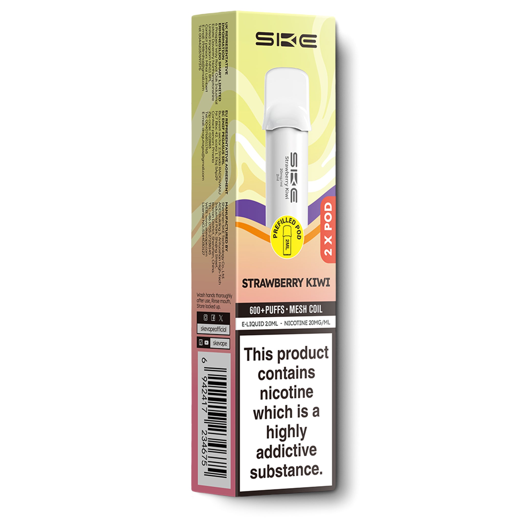 SKE 600 Pro Prefilled Pods Strawberry Kiwi | Twin Pack From 3.67  E-Cigarette  Direct