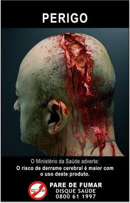 A torn, bleeding head is used to illustrate this quit-smoking ad. 