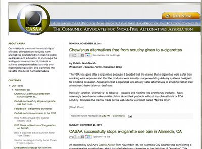 Screen shot form CASAA media blog. 