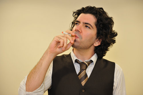 Steve Paugh vaping an e-cigarette lookalike.