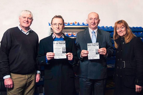 From left to right: Byron Davies (MEP), James Dunworth, Mike Rasbridge and Kay Swinbourne (MEP)