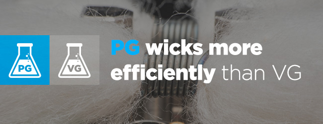 Image stating PG wicks more efficiently in e-cigs.