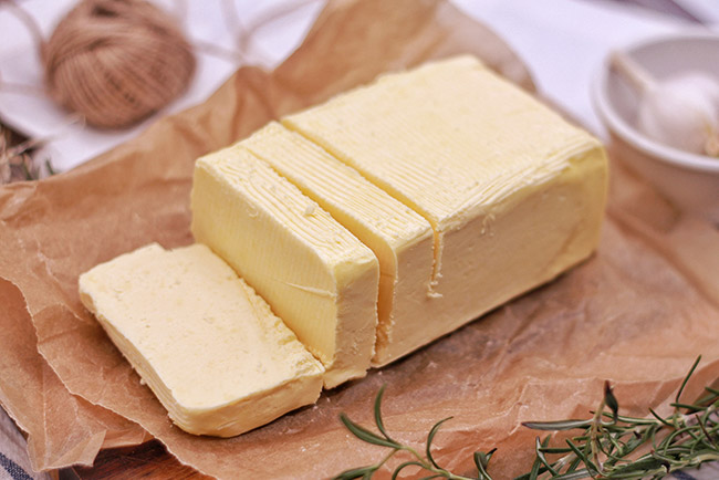 Sliced block of butter
