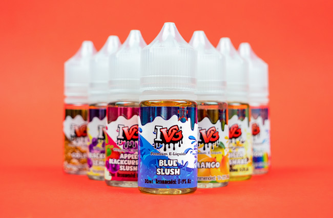 Bottles of flavour concentrates by vape brand IVG