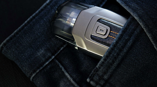 The Geekvape Aegis in a tight pocket. 