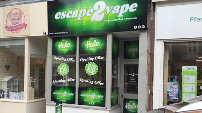 The Escape to Vape shop in Maesteg. 