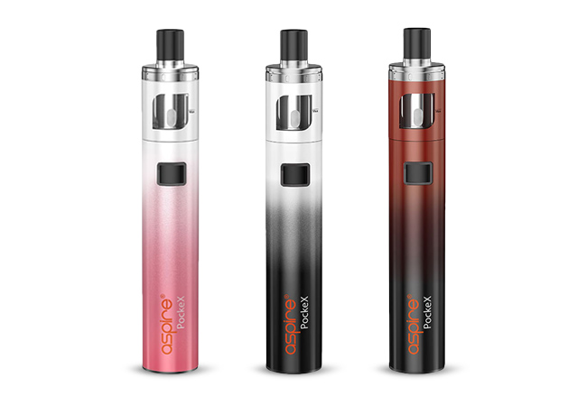 3 PockeX vape devices in various colours