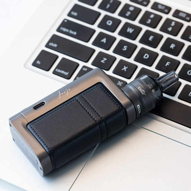 Eleaf iStick Power 2 pictured on a Macbook Pro. 