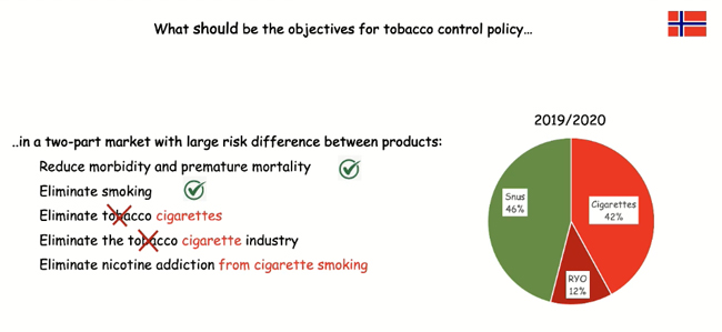 Tobacco control policy in a two part market with large risk difference between products