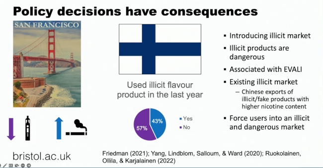 Slide exploring the impact of policy decisions on ENDS. 