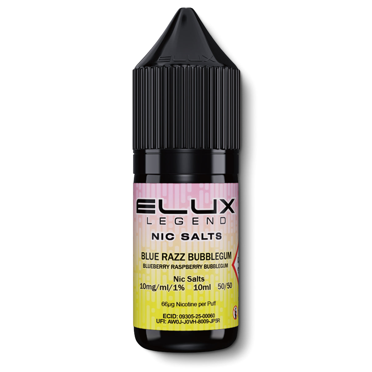 Bottle of Elux Legend Blue Razz Bubblegum nic salts e-liquid