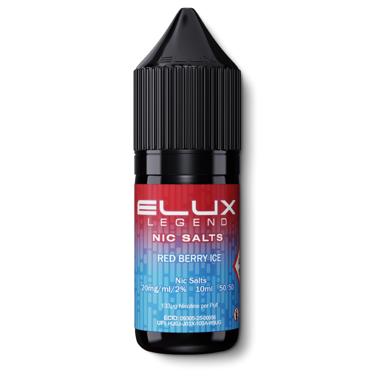 Elux Legend nic salts red berry ice flavour e-liquid bottle on a white background