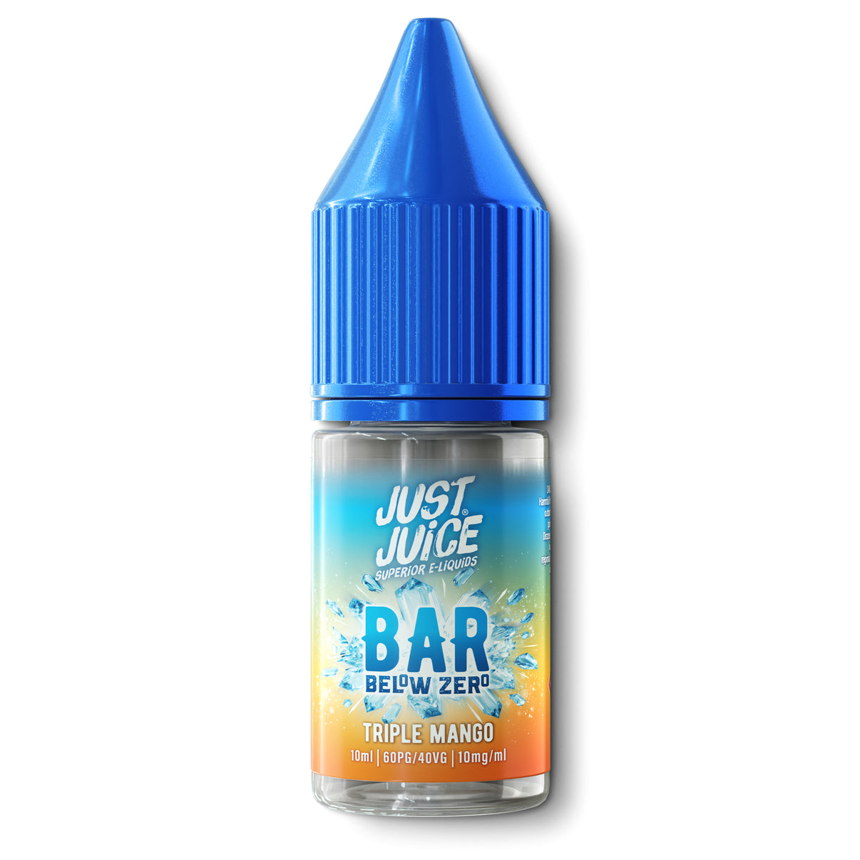 Bottle of Just Juice Bar Below Zero triple mango nic salt
