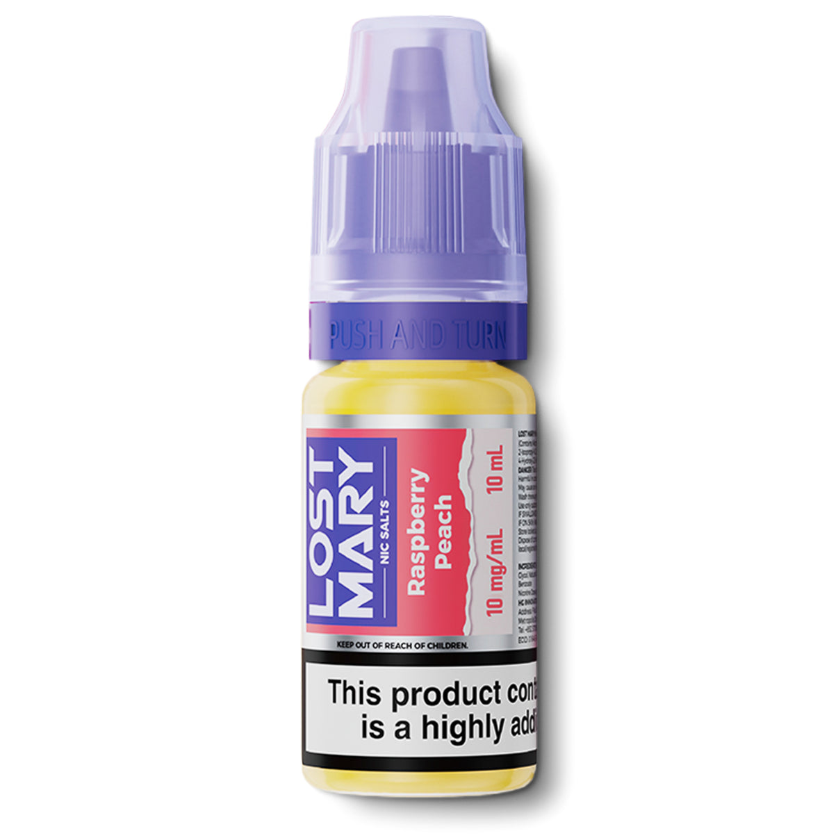 Lost Mary 10ml nic salts raspberry peach flavour