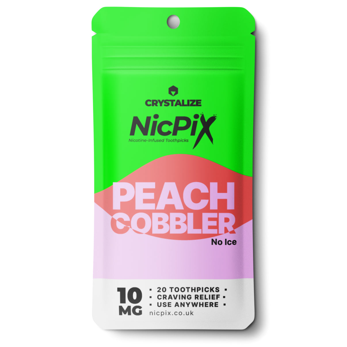 Crystalize NicPix nicotine toothpicks peach cobbler flavour