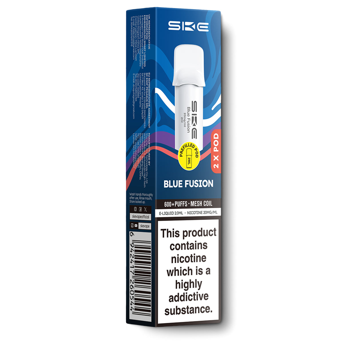 SKE 600 Pro Prefilled Pods Blue Fusion | Twin Pack From 3.67 E-Cigarette Direct SKE 600 Pro Prefilled Pods Blue Fusion | Twin Pack From 3.67 E-Cigarette Direct