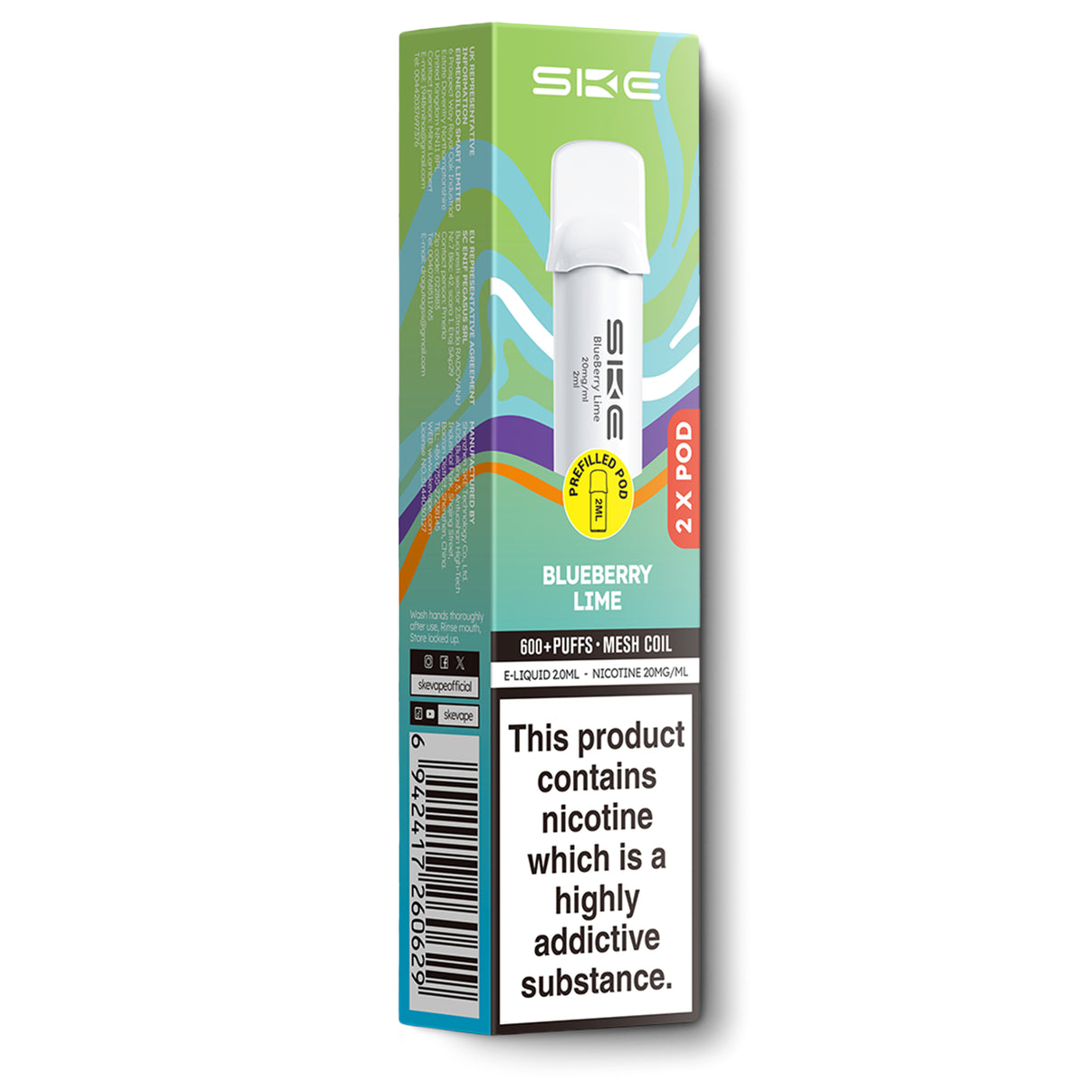 SKE 600 Pro Pods Blueberry Lime
