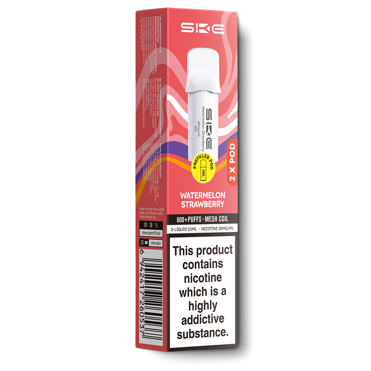 SKE 600 Pro Prefilled Pods Watermelon Strawberry | Twin Pack From 3.67 E-Cigarette Direct SKE 600 Pro Prefilled Pods Watermelon Strawberry | Twin Pack From 3.67 E-Cigarette Direct