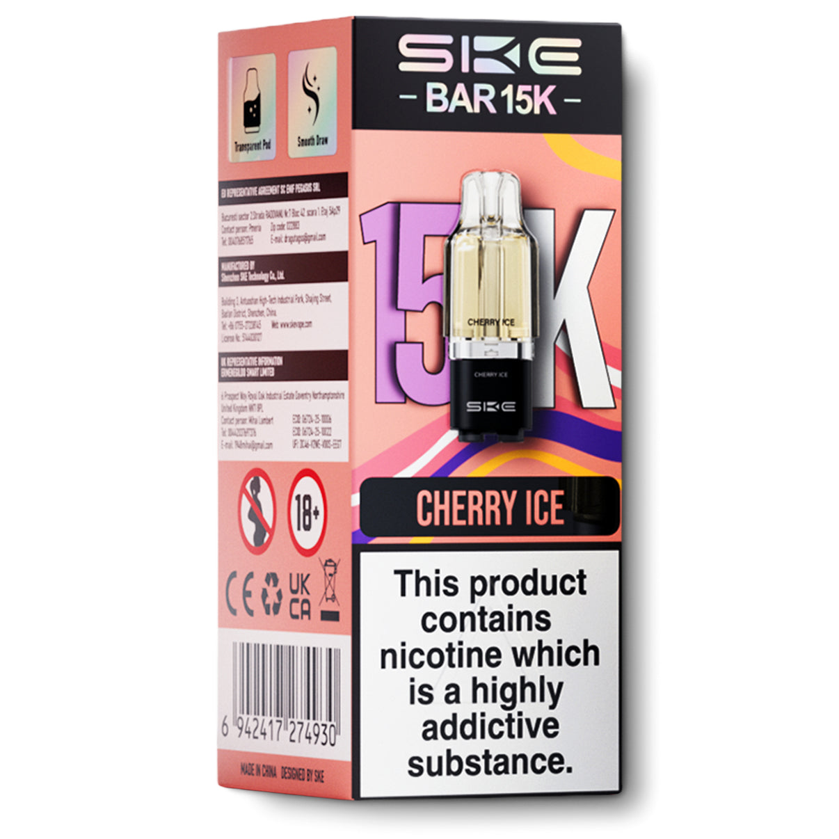 SKE Bar 15K pods cherry ice flavour