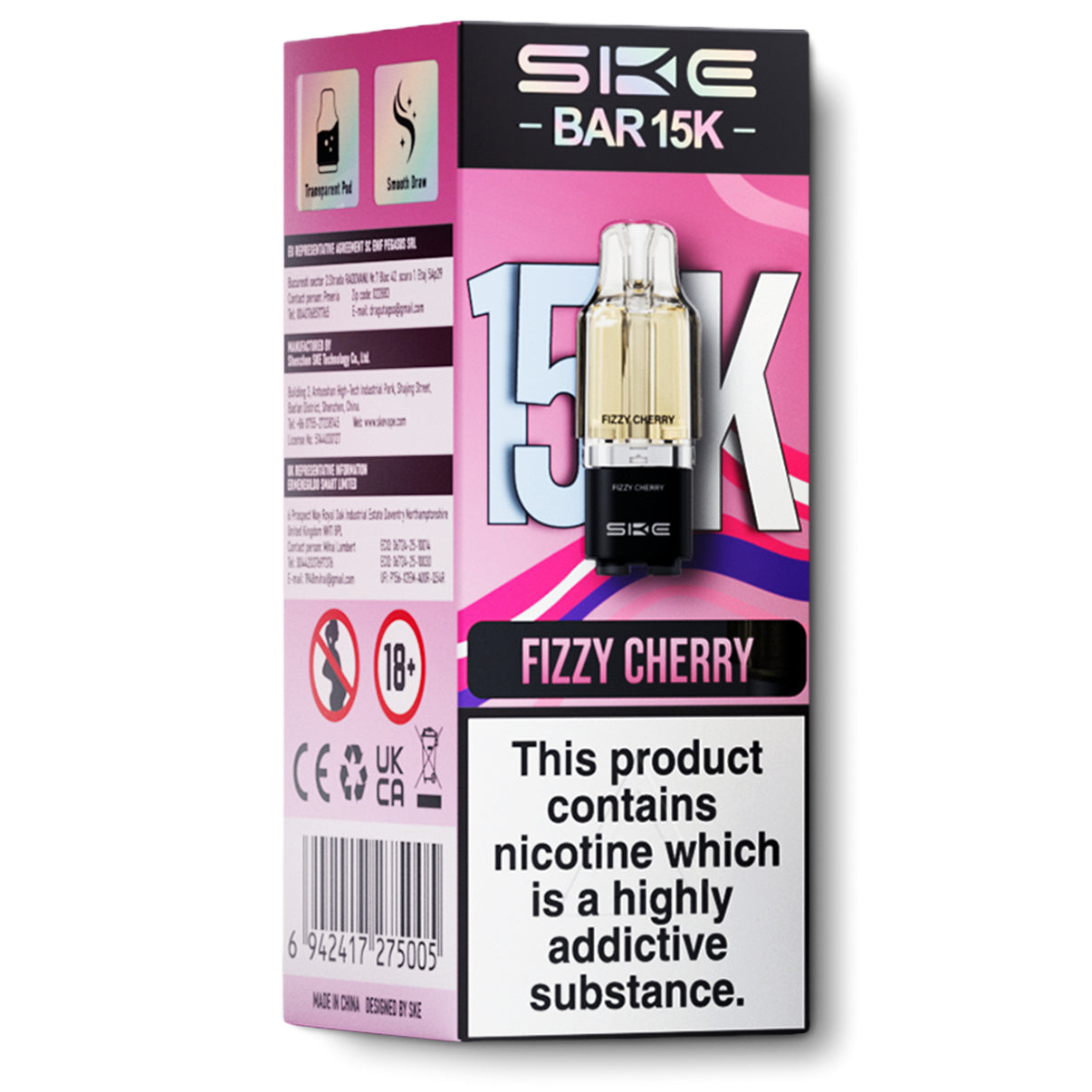 SKE Bar 15K pods fizzy cherry flavour