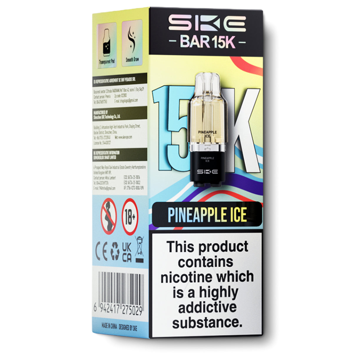 SKE Bar 15K pods pineapple ice flavour