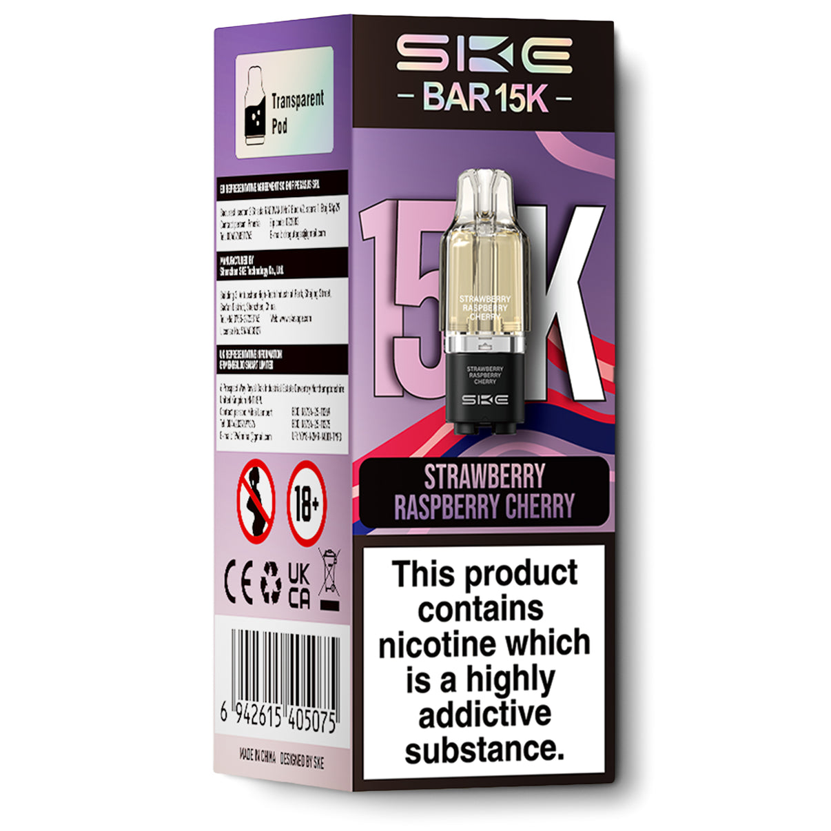 SKE Bar 15K Pods Strawberry Raspberry Cherry