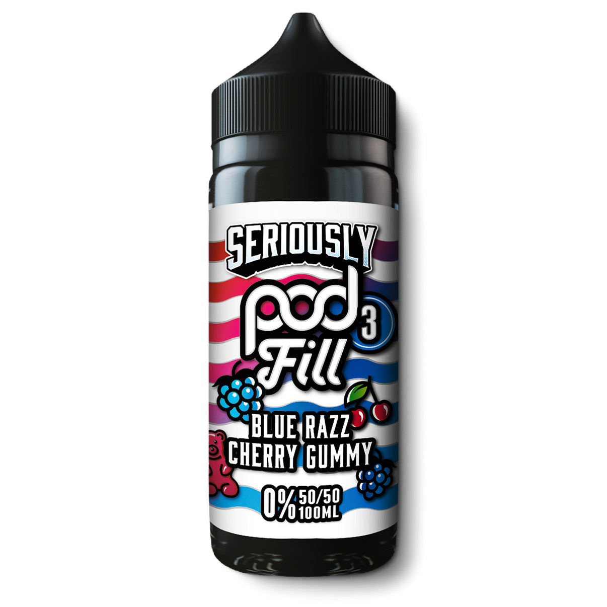 Seriously Pod Fill 3 100ml shortfill blue razz cherry gummy flavour