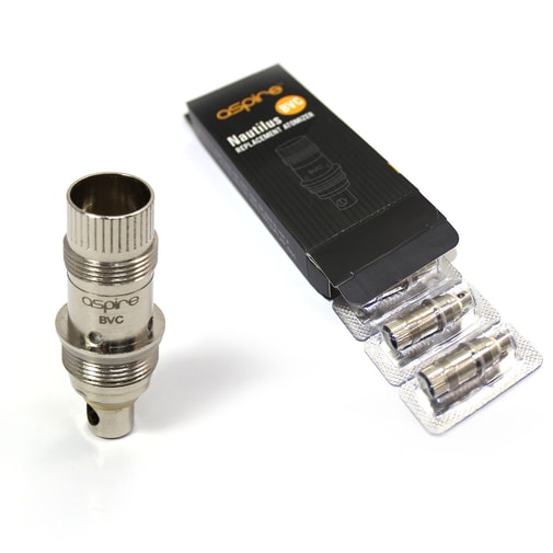 Aspire Nautilus Mini: coil and atomiser and strip of five replacement coils.